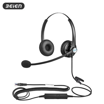 Os fones de ouvido de call center de ouvidos com microfone para VoIP